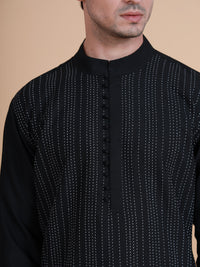 INTERSPERSED STRIPED KANTHA KURTA