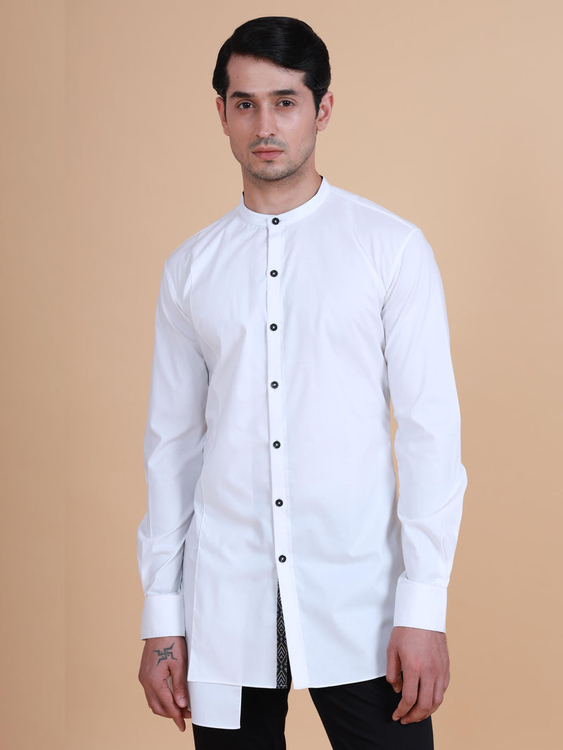 BANDHGALA COLLAR ASYMMETRIC SHIRT KURTA