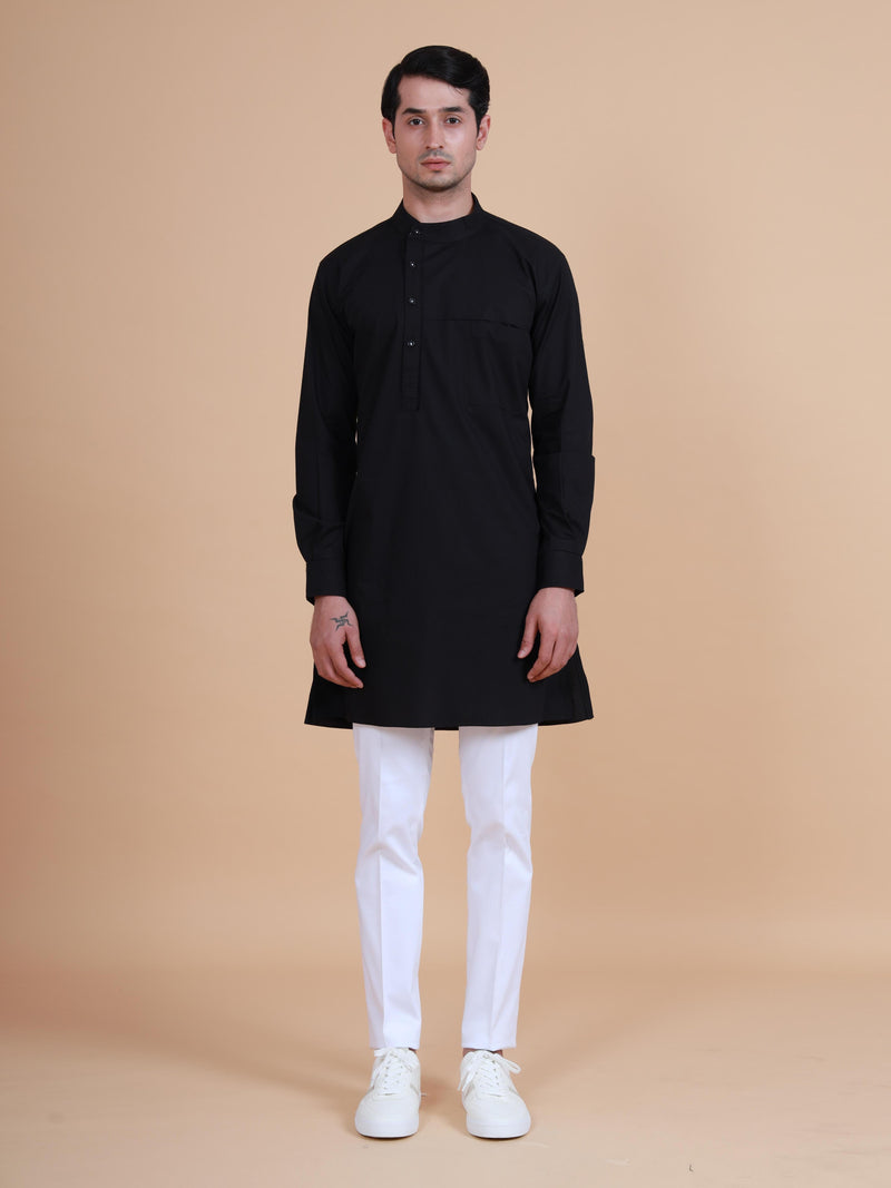 BRAND POCKET COLLAR SHORT KURTA